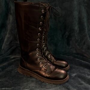 SHEIN Black Lace Up Boots